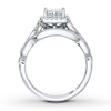 Thumbnail Image 2 of Previously Owned Princess-Cut Quad Diamond Bridal Set 3/4 ct tw 14K White Gold Size 7