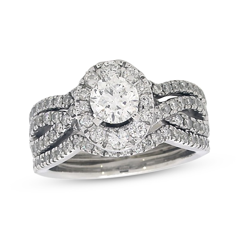 Previously Owned Neil Lane Round-Cut Diamond Soldered Bridal Set 1-1/2 ct tw 14K White Gold Size 6