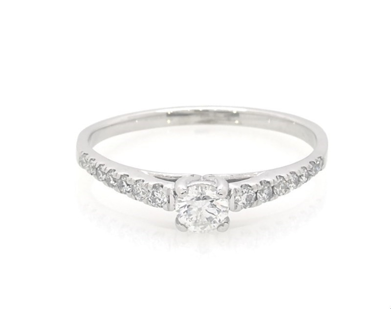 Main Image 1 of Previously Owned Diamond Engagement Ring 3/8 ct tw Round-cut 10K White Gold