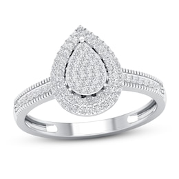 Previously Owned Multi-Diamond Pear-Shaped Engagement Ring 1/4 ct tw 10K White Gold Size 6