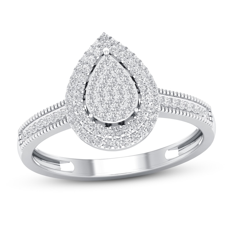 Main Image 1 of Previously Owned Multi-Diamond Pear-Shaped Engagement Ring 1/4 ct tw 10K White Gold Size 6