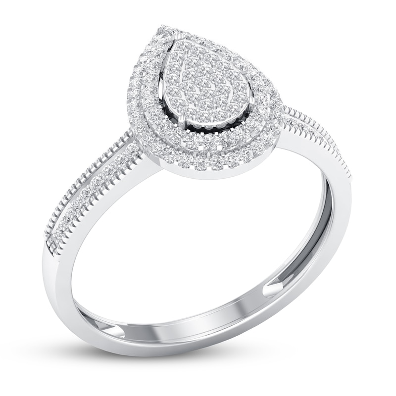 Main Image 4 of Previously Owned Multi-Diamond Pear-Shaped Engagement Ring 1/4 ct tw 10K White Gold Size 6