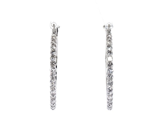 Previously Owned Diamond Hoop Earrings 1 ct tw 10K White Gold