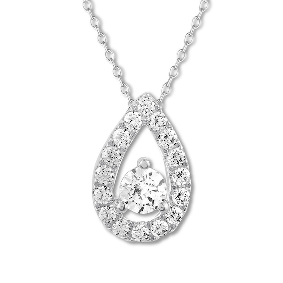 Previously Owned THE LEO Diamond Necklace 1/2 ct tw Round-cut 14K White Gold 19"