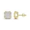 Thumbnail Image 2 of Previously Owned Men's Diamond Square Stud Earrings 1/4 ct tw Round-cut 10K Yellow Gold