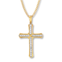 Previously Owned Men's Cross Necklace 1/2 ct tw Diamonds 10K Yellow Gold