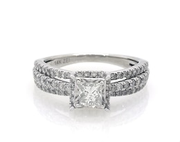 Previously Owned Diamond Engagement Ring 1 ct tw Princess & Round-cut 14K White Gold