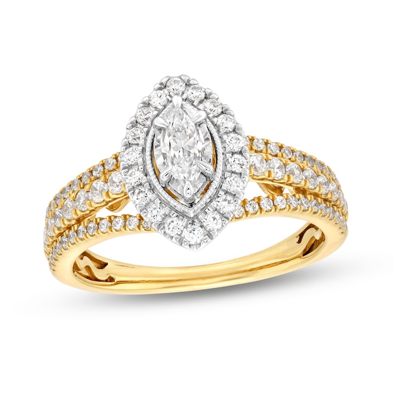 Main Image 1 of Previously Owned Diamond Engagement Ring 1 ct tw Marquise & Round-cut 14K Two-Tone Gold