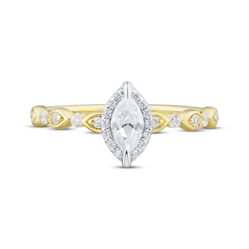 Previously Owned Diamond Halo Engagement Ring 1/2 ct tw Marquise & Round-cut 14K Two-Tone Gold