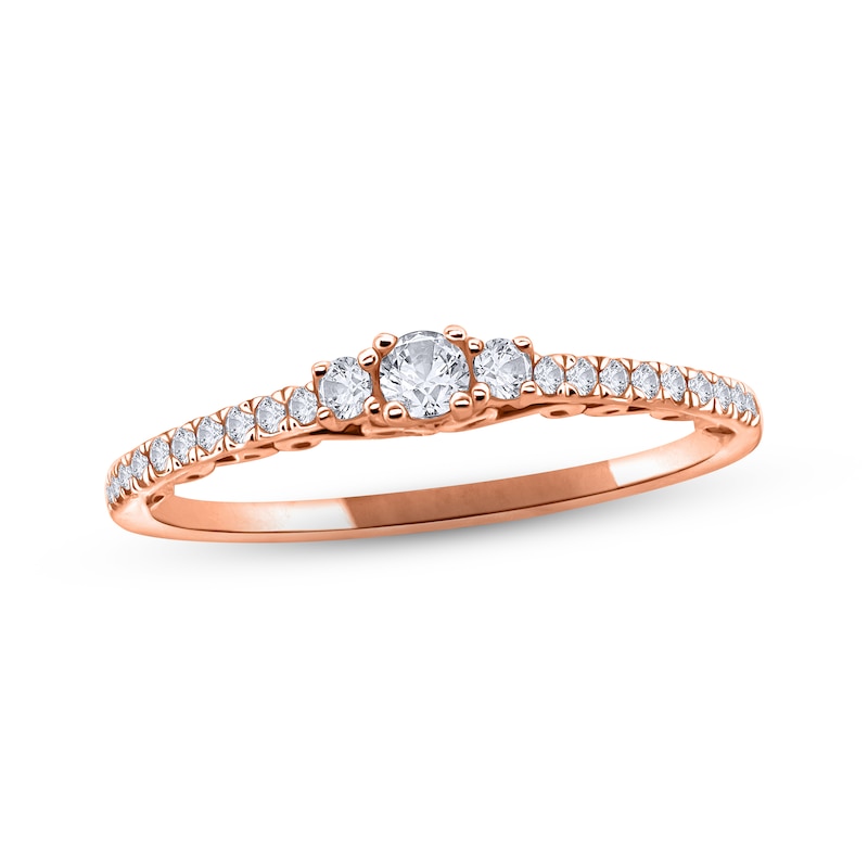 Main Image 1 of Previously Owned Adrianna Papell Diamond Engagement Ring 1/4 ct tw Round-cut 14K Rose Gold