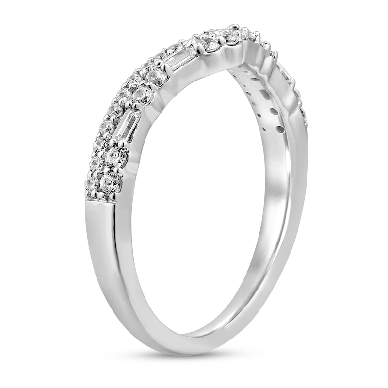 Main Image 2 of Previously Owned Diamond Contour Ring 3/8 ct tw Round & Baguette-Cut 14K White Gold