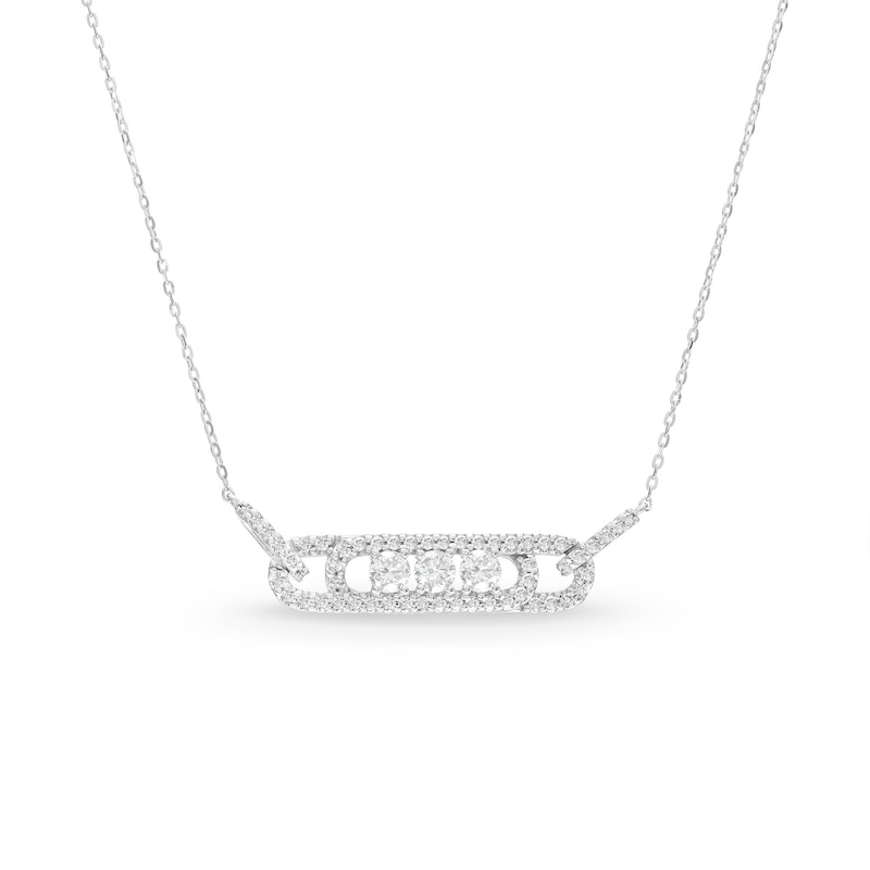 Previously Owned Diamond Three-Stone Necklace 3/4 ct tw Round-cut 10K White Gold 18"