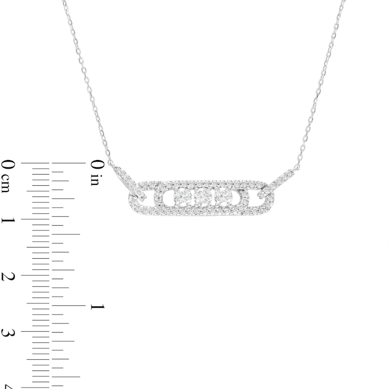 Previously Owned Diamond Three-Stone Necklace 3/4 ct tw Round-cut 10K White Gold 18"