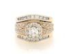 Thumbnail Image 1 of Previously Owned Round-Cut Diamond Halo Bridal Set 1-1/2 ct tw 14K Yellow Gold Size 6.25