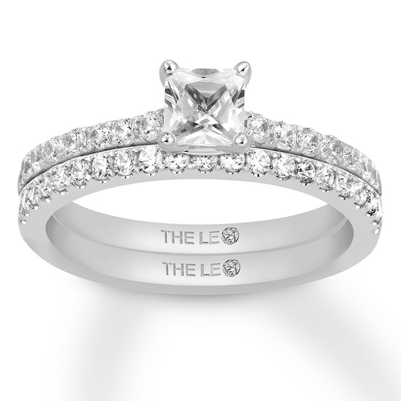 Previously Owned THE LEO Diamond Bridal Set 7/8 ct tw Princess-cut 14K White Gold Size 4.5