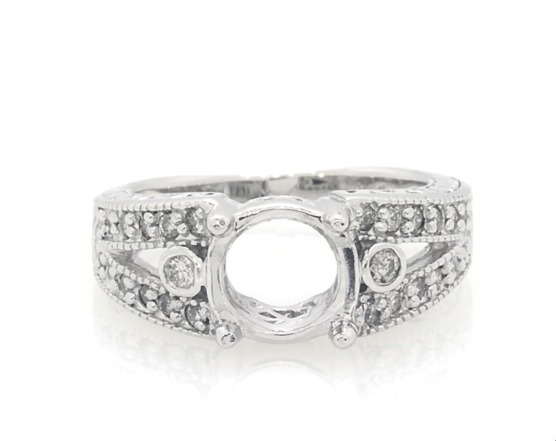 Main Image 1 of Previously Owned Diamond Engagement Ring Setting 1/3 ct tw 14K White Gold Size 7