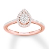 Thumbnail Image 1 of Previously Owned Multi-Diamond Pear-Shaped Halo Engagement Ring 1/4 ct tw 10K Rose Gold Size 8