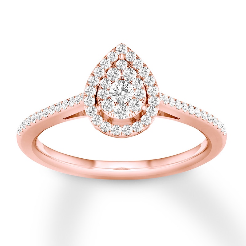 Main Image 1 of Previously Owned Multi-Diamond Pear-Shaped Halo Engagement Ring 1/4 ct tw 10K Rose Gold Size 8