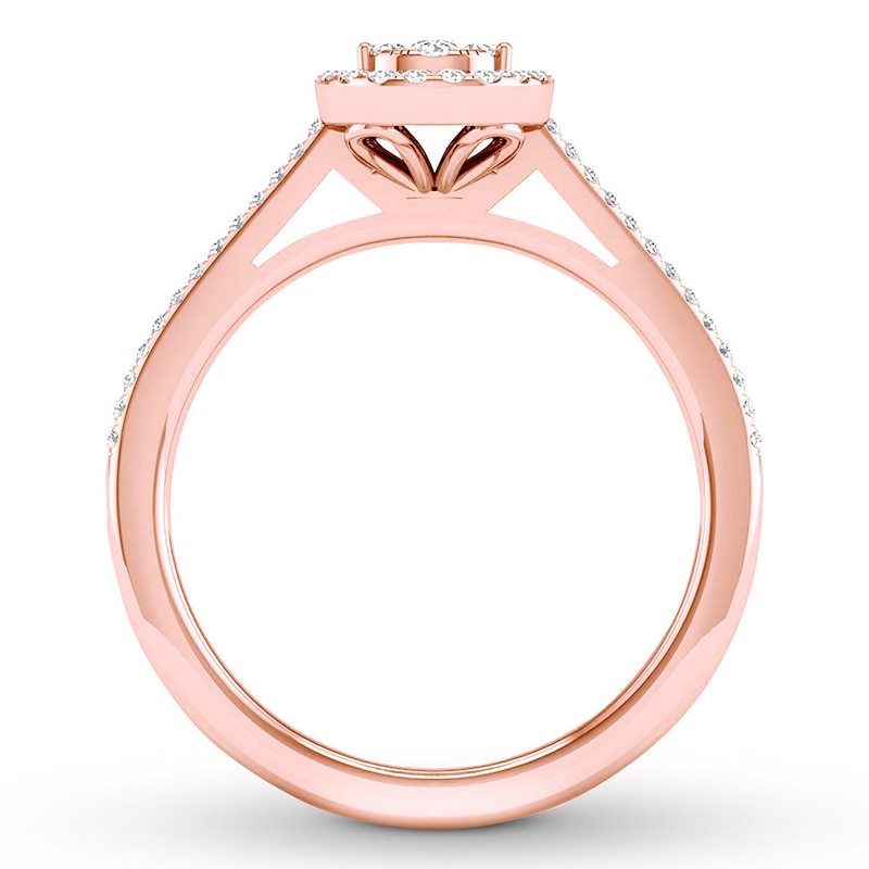 Main Image 2 of Previously Owned Multi-Diamond Pear-Shaped Halo Engagement Ring 1/4 ct tw 10K Rose Gold Size 8