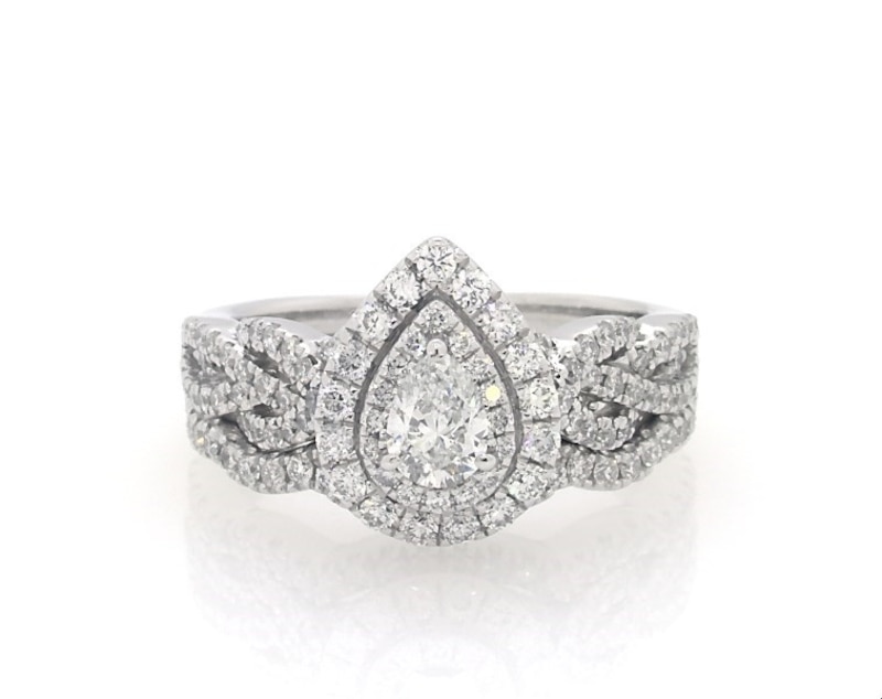 Previously Owned Neil Lane Pear Shaped Diamond Bridal Set 1 Ct Tw 14k White Gold Size 525 Kay 0683