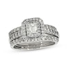 Thumbnail Image 0 of Previously Owned Emerald-Cut Diamond Double Halo Bridal Set 1 ct tw 14K White Gold Size 5