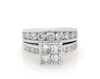 Thumbnail Image 0 of Previously Owned Princess-Cut Quad Diamond Bridal Set 2-7/8 ct tw 14K White Gold Size 6.5