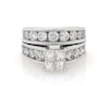 Thumbnail Image 0 of Previously Owned Princess-Cut Quad Diamond Bridal Set 3 ct tw 14K White Gold Size 5.25