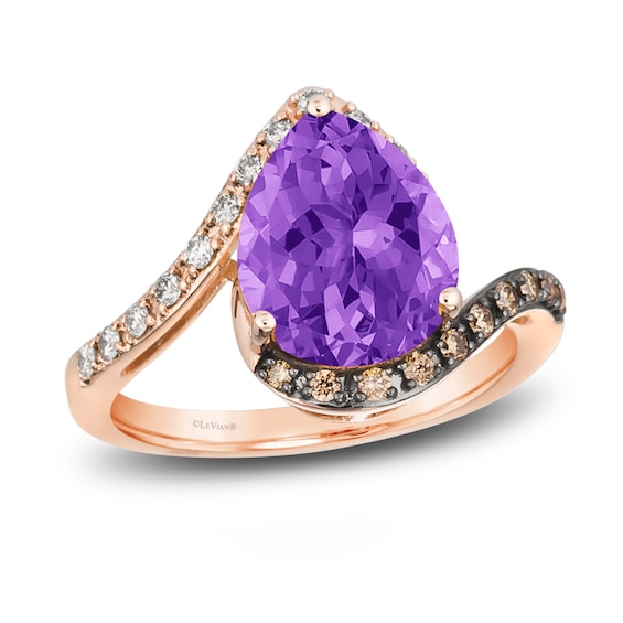 Previously Owned Le Vian Amethyst Ring 1/4 ct tw Diamonds 14K Strawberry Gold