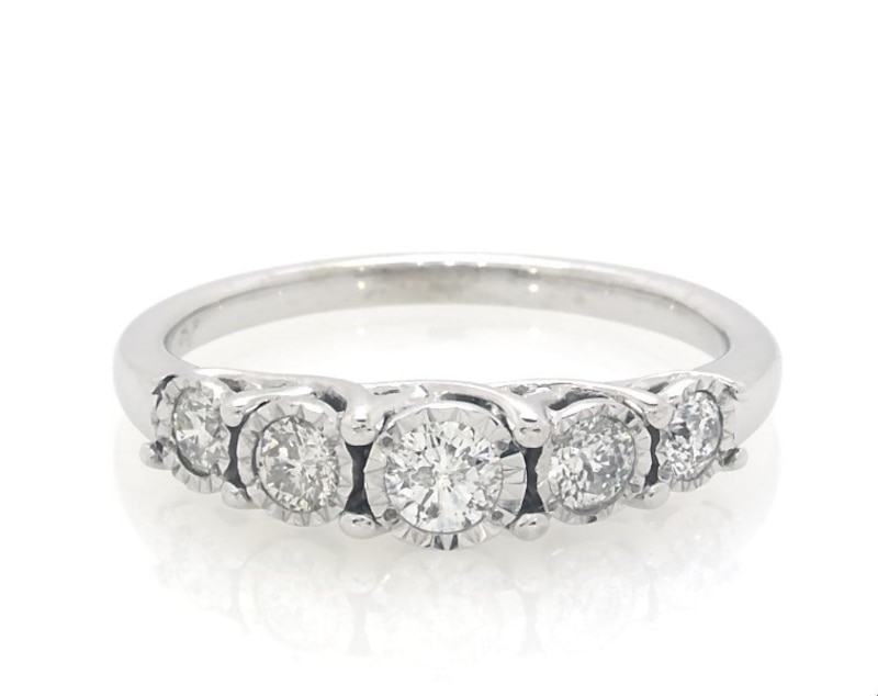 Main Image 1 of Previously Owned Round-Cut Diamond Anniversary Band 1/2 ct tw 10K White Gold