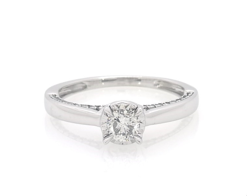 Main Image 1 of Previously Owned Diamond Engagement Ring 1/2 ct tw 10K White Gold (J/I3)