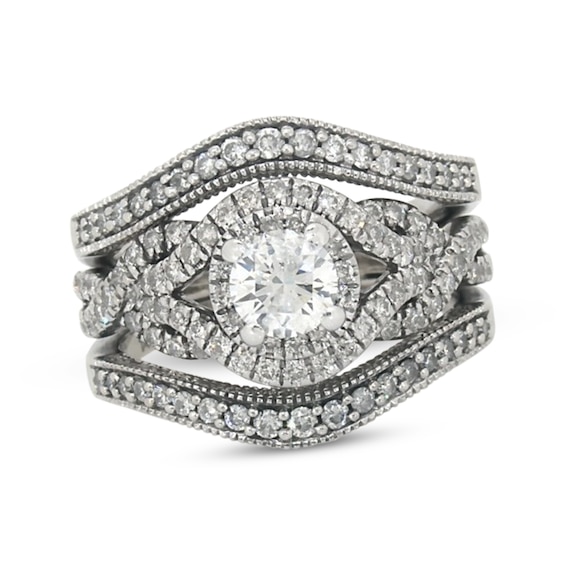 Previously Owned Round-Cut Diamond Bridal Set 1-1/3 ct tw 14K & 10K White Gold Size 5.75