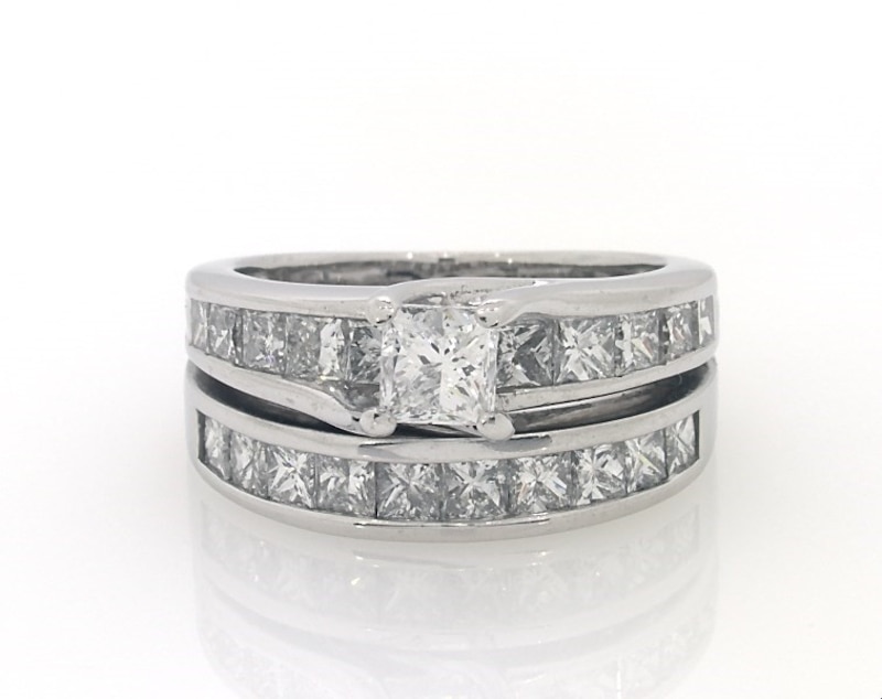 Previously Owned Princess-Cut Diamond Bridal Set 3 ct tw 14K White Gold Size 7