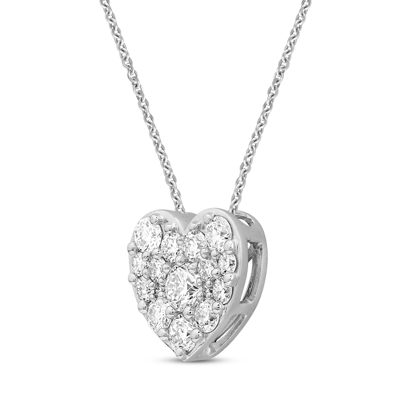 Previously Owned Lab-Grown Diamonds by KAY Heart Necklace 1 ct tw 14K White Gold 18"