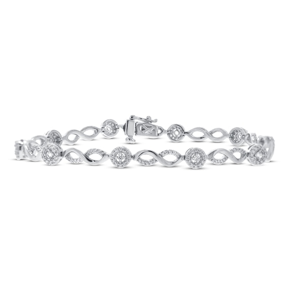 Previously Owned Diamond Bracelet 1 ct tw Round-cut 10K White Gold 7.25"