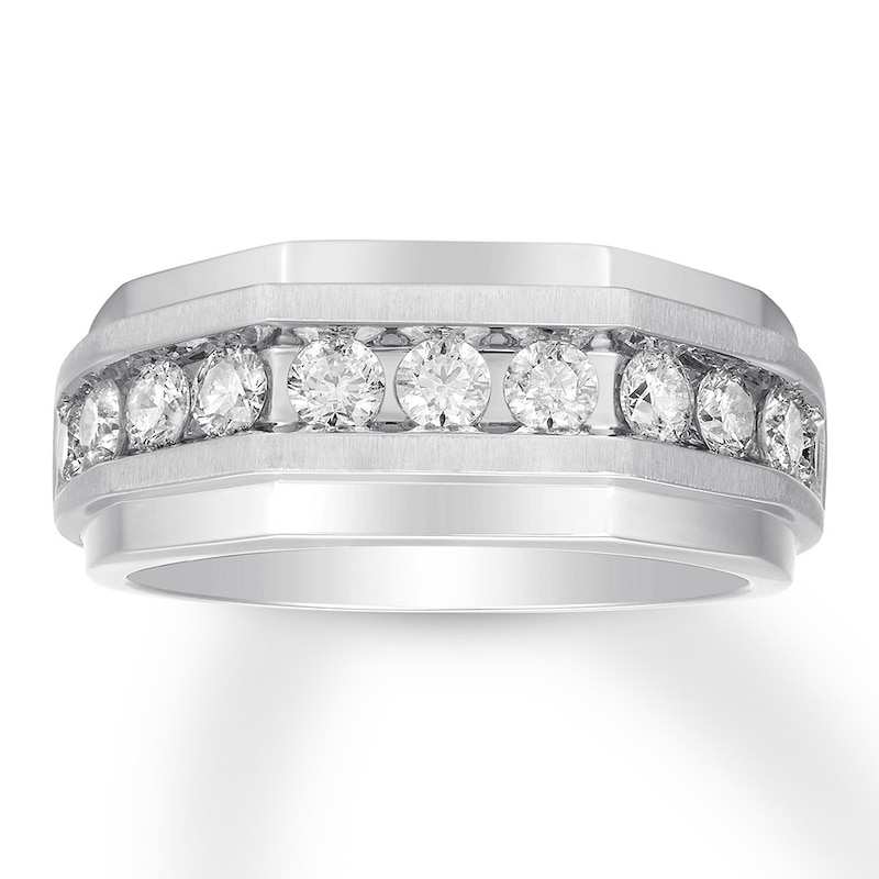 Previously Owned Men's Diamond Wedding Band 1 ct tw Round-cut 10K White Gold
