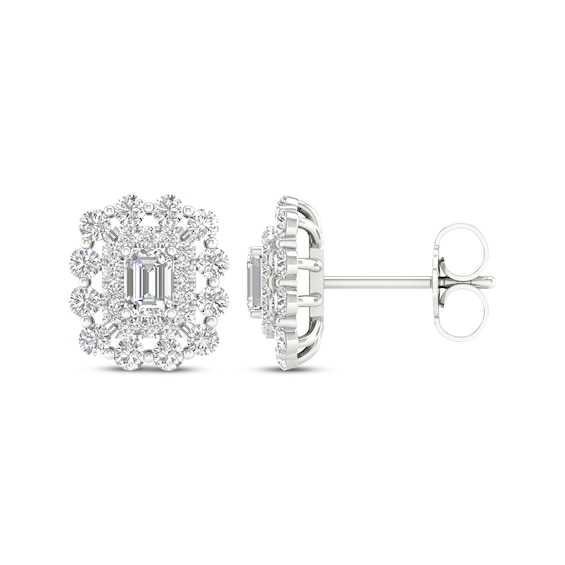 Previously Owned Lab-Created Diamonds by KAY Emerald-Cut Stud Earrings 1 ct tw 14K White Gold