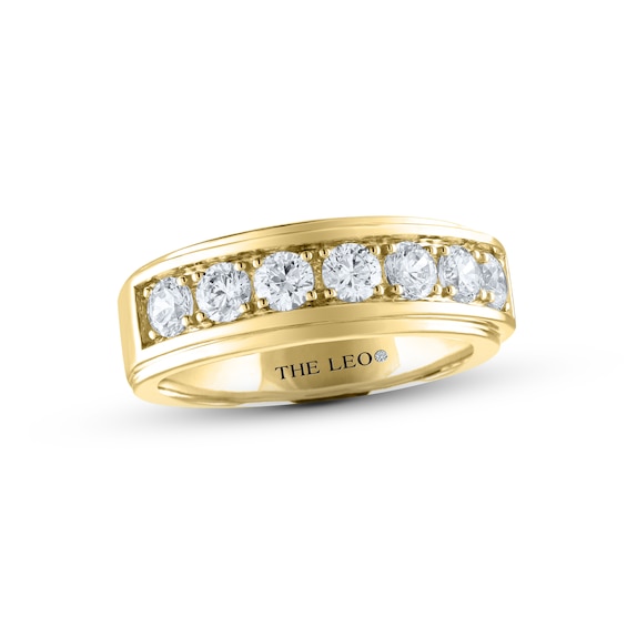 Previously Owned Men's THE LEO Diamond Wedding Band 1-1/2 ct tw Round-cut 14K Yellow Gold