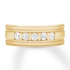 Thumbnail Image 3 of Previously Owned THE LEO Diamond Men's Wedding Band 5/8 ct tw Round 14K Yellow Gold