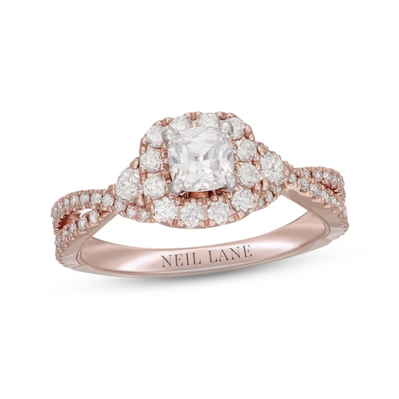 Previously Owned Neil Lane Diamond Engagement Ring 1-1/8 ct tw Cushion & Round-cut 14K Rose Gold