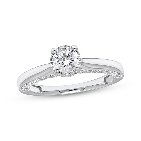 Previously Owned Diamond Solitaire Engagement Ring 1 ct tw Round-cut 10K White Gold (J/I3)