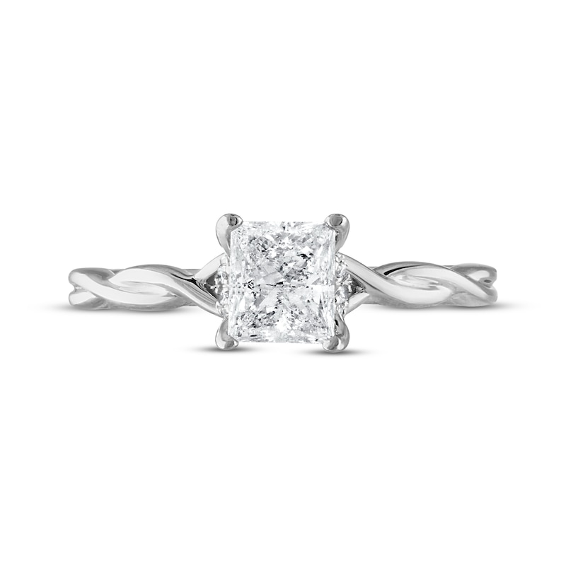 Main Image 3 of Previously Owned Diamond Solitaire Engagement Ring 3/4 ct tw Princess/Round 14K White Gold (I/I2)