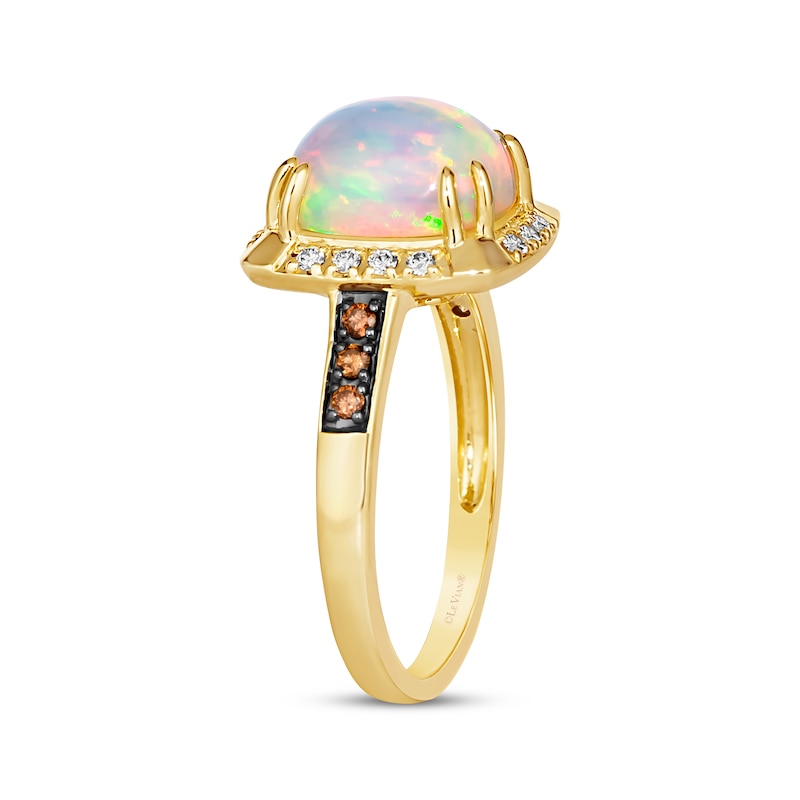 Main Image 2 of Previously Owned Le Vian Cushion-Cut Opal Ring 1/5 ct tw Diamonds 14K Honey Gold