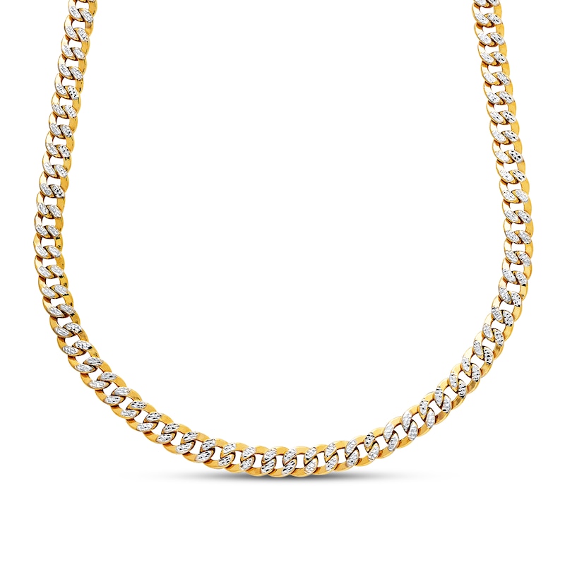 Main Image 1 of Previously Owned Semi-Solid Curb Link Necklace 10K Two-Tone Gold 22&quot;