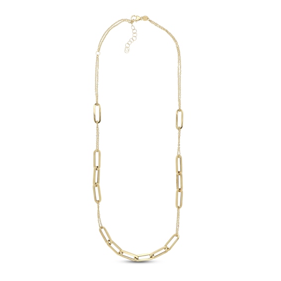 Previously Owned Paperclip Station Necklace 10K Yellow Gold 18"