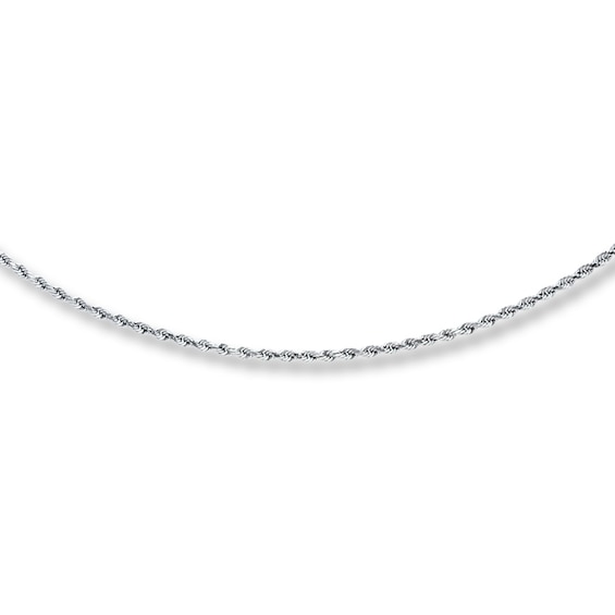Previously Owned Semi-Solid Rope Chain Necklace 10K White Gold 24"