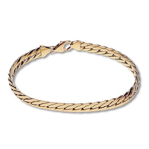 Previously Owned Hollow Herringbone Chain Bracelet 14K Yellow Gold 7.5"
