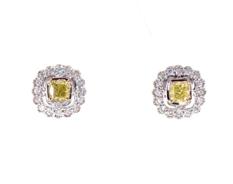 Main Image 1 of Previously Owned Le Vian Sunny Yellow Diamond Earrings 5/8 ct tw 14K Two-Tone Gold