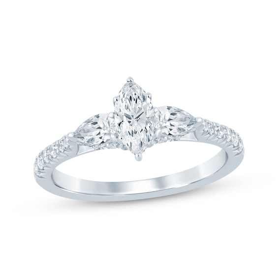 Previously Owned Marquise-Cut, Pear-Shaped & Round-Cut Diamond Engagement Ring 1-1/5 ct tw 14K White Gold