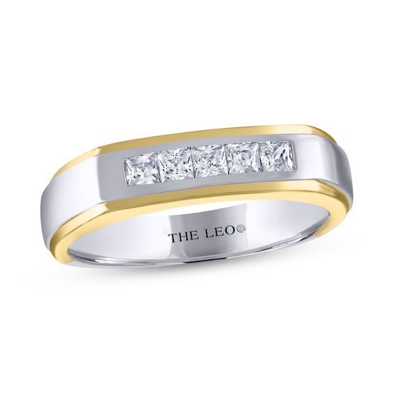 Previously Owned Men's THE LEO Diamond Wedding Band 1/2 ct tw Square-cut 14K Two-Tone Gold