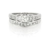 Thumbnail Image 1 of Previously Owned Princess-Cut Diamond Three-Stone Bridal Set 1-3/8 ct tw 14K White Gold Size 8.5